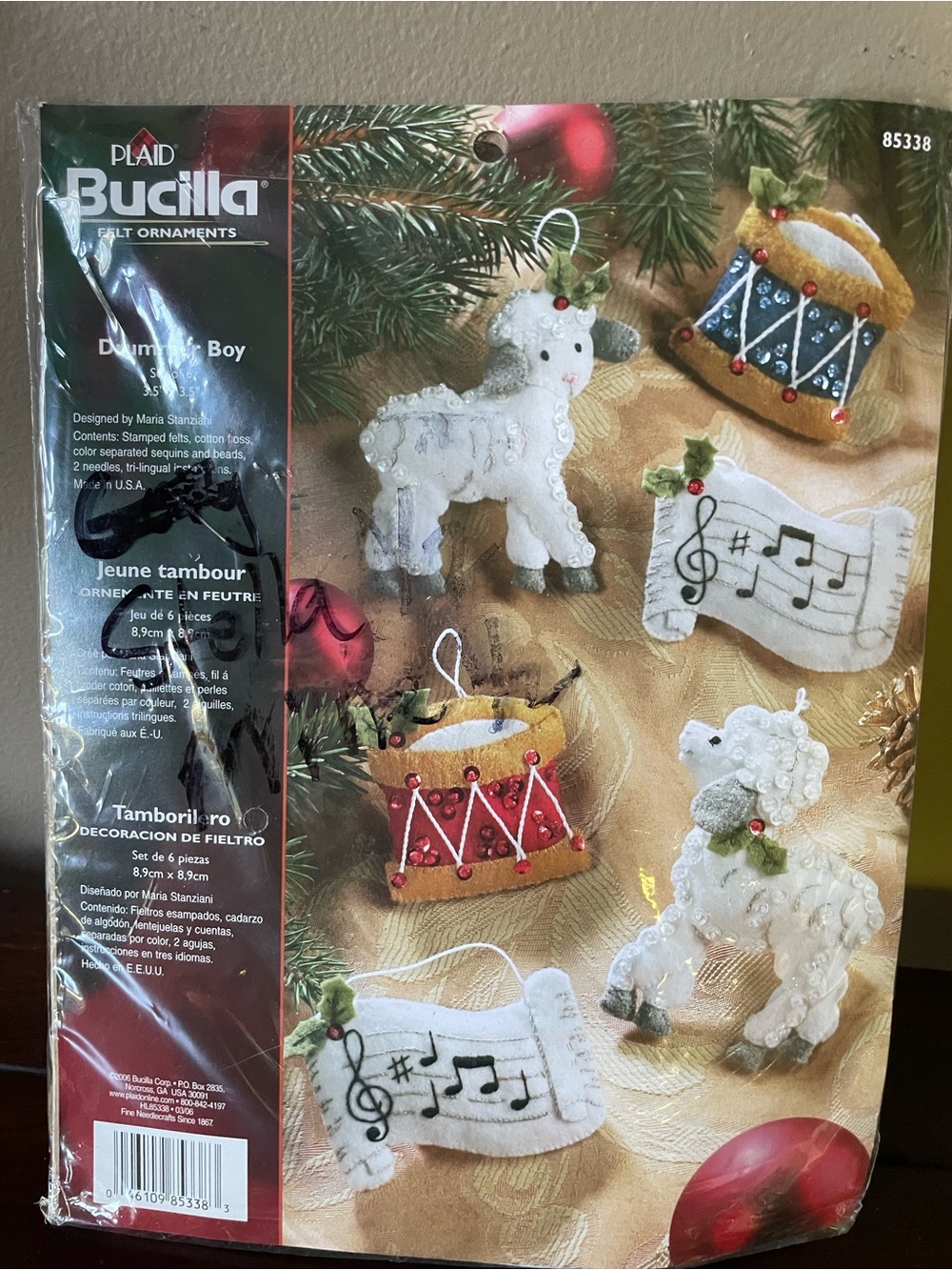 Bucilla Drummer Boy Felt Ornament Kit 85338 Drums Lambs Music Christmas NEW